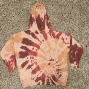 American Eagle Outfitters Tie-Dye Hoodie - Maroon and Peach